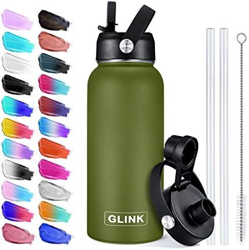 Glink Stainless Steel Water Bottle with Straw, 12-64 oz Wide Mouth Double Wall Vacuum Insulated Wate | Amazon (US)