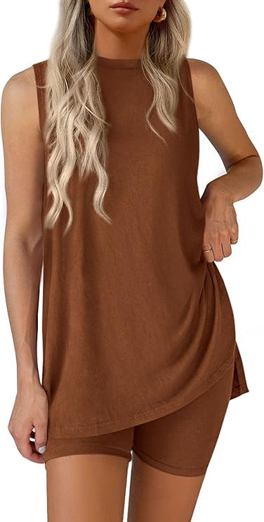 PRETTYGARDEN 2 Piece Sets for Women 2026 Summer Matching Lounge Shorts Set Resort Airport Travel ... | Amazon (US)