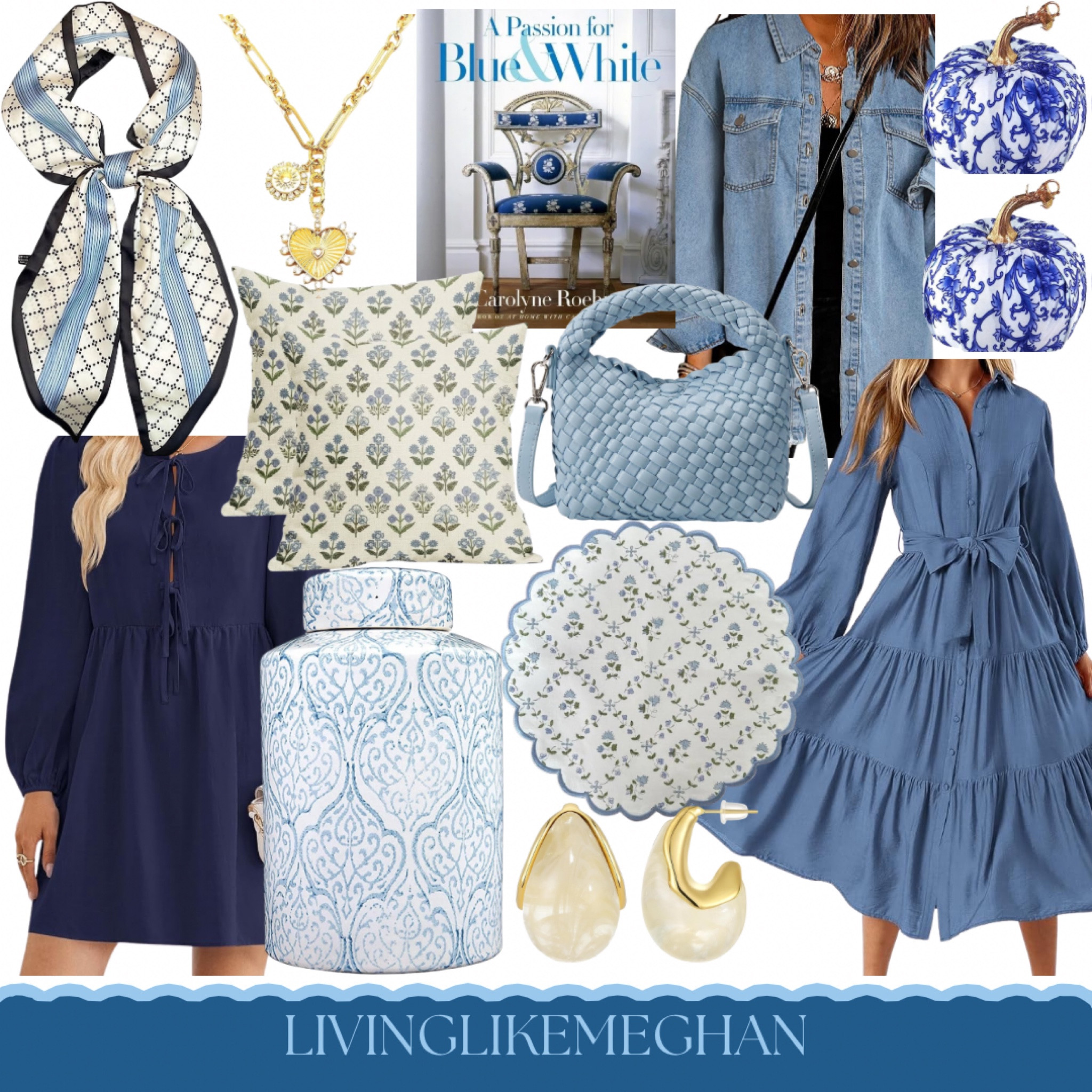 Amazon Weekly Finds - blue edit






Blue and white, fall outfit, fall style, fall dress, denim jacket, blue and white fall, pumpkins, scarf, silk scarf, necklace, chunky gold earrings, blue purse, book, grandmillennial

#LTKFindsUnder100 #LTKSaleAlert #LTKHome