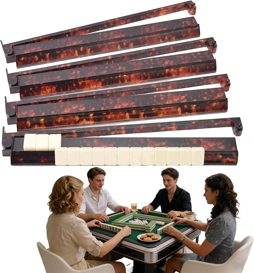 Tortoise Shell Acrylic Mahjong Rack Set, Mahjong Racks with Pushers, Majiang Tile Holder Acrylic ... | Amazon (US)