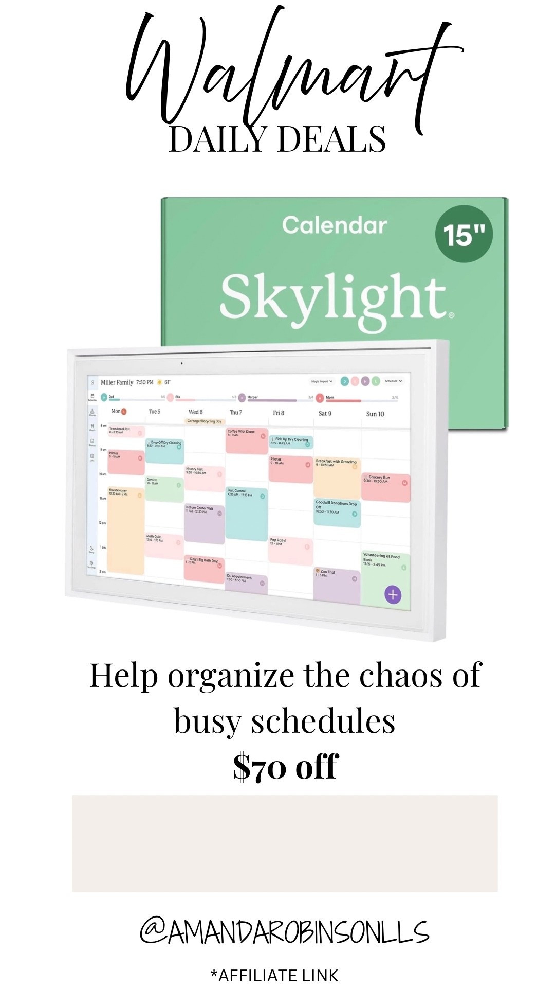Walmart daily deals
Skylight calendar in