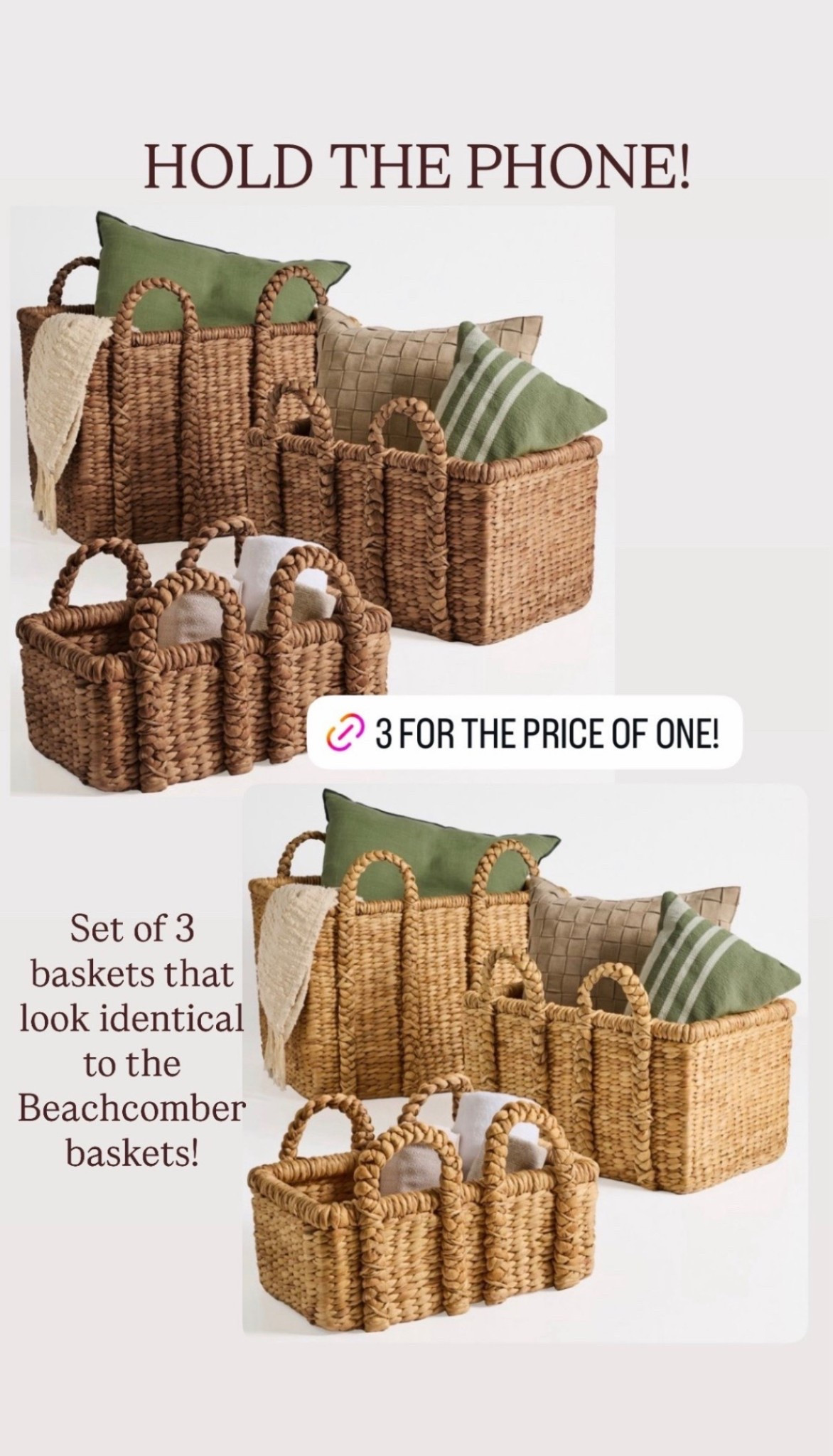 Pottery barn baskets are back at target!! Unreal how good this deal is! 
Get all 3 for the price of a single basket from PB.

Woven storage, toy storage, blanket basket, pretty storage, under console basket, shoe storage

#LTKmomlife #LTKHome #LTKSaleAlert