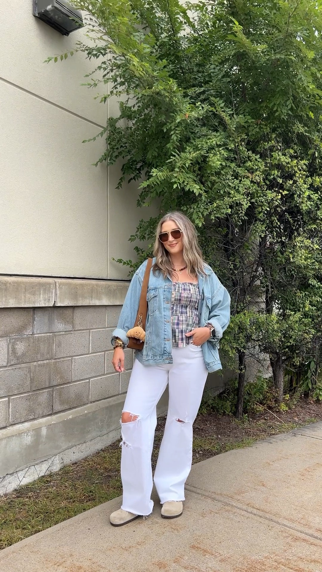 Fall outfit! Wearing 30 in the jeans, L in the plaid tank top, sized up to XL in the denim jacket for an oversized fit. I’m a 9.5-10 shoe and wear a 40 in the Birkenstock clogs

#LTKfall #LTKjeans #LTKmidsize