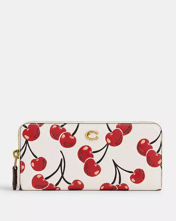 Essential Slim Accordion Zip Wallet With Cherry Print | Coach (US)