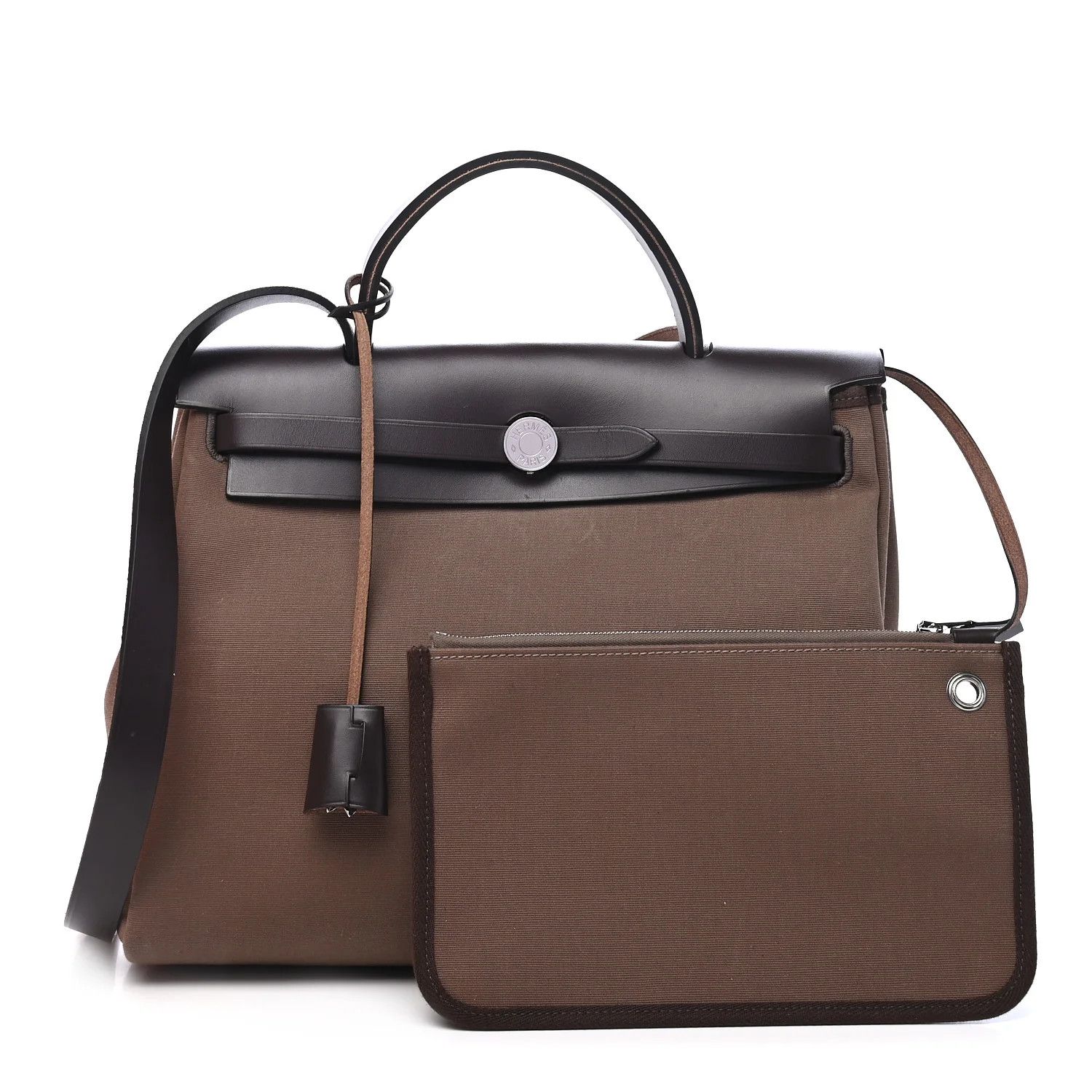 HERMES Vache Hunter Toile Herbag Zip 31 PM Etoupe Ebene | FASHIONPHILE | Fashionphile