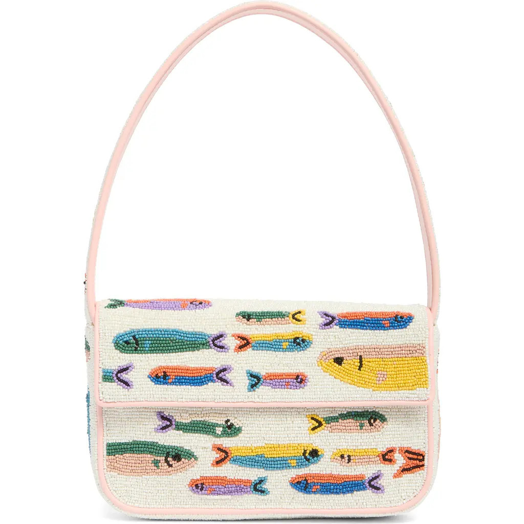 STAUD Tommy Beaded Shoulder Bag in Pop Sardines at Nordstrom | Nordstrom