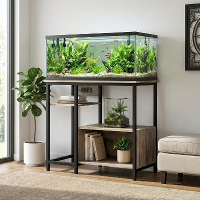 40-50 Gallon Aquarium Stand with Power Outlet, 36x19 Inch Metal Fish Tank Stand with 3-Tier Adjustable Shelves & Filter Storage, 600LBS Capacity,Gray | Target