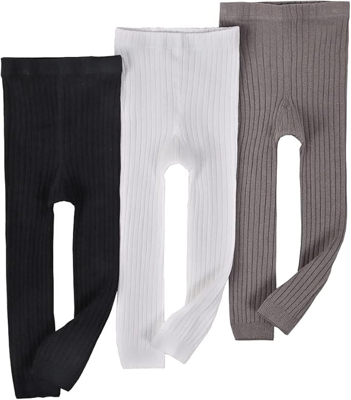 Toddler Baby Basic Ribbed Sweater Leggings Infant Kids Footless Tights Little Girls Dress Bottom Top | Amazon (US)