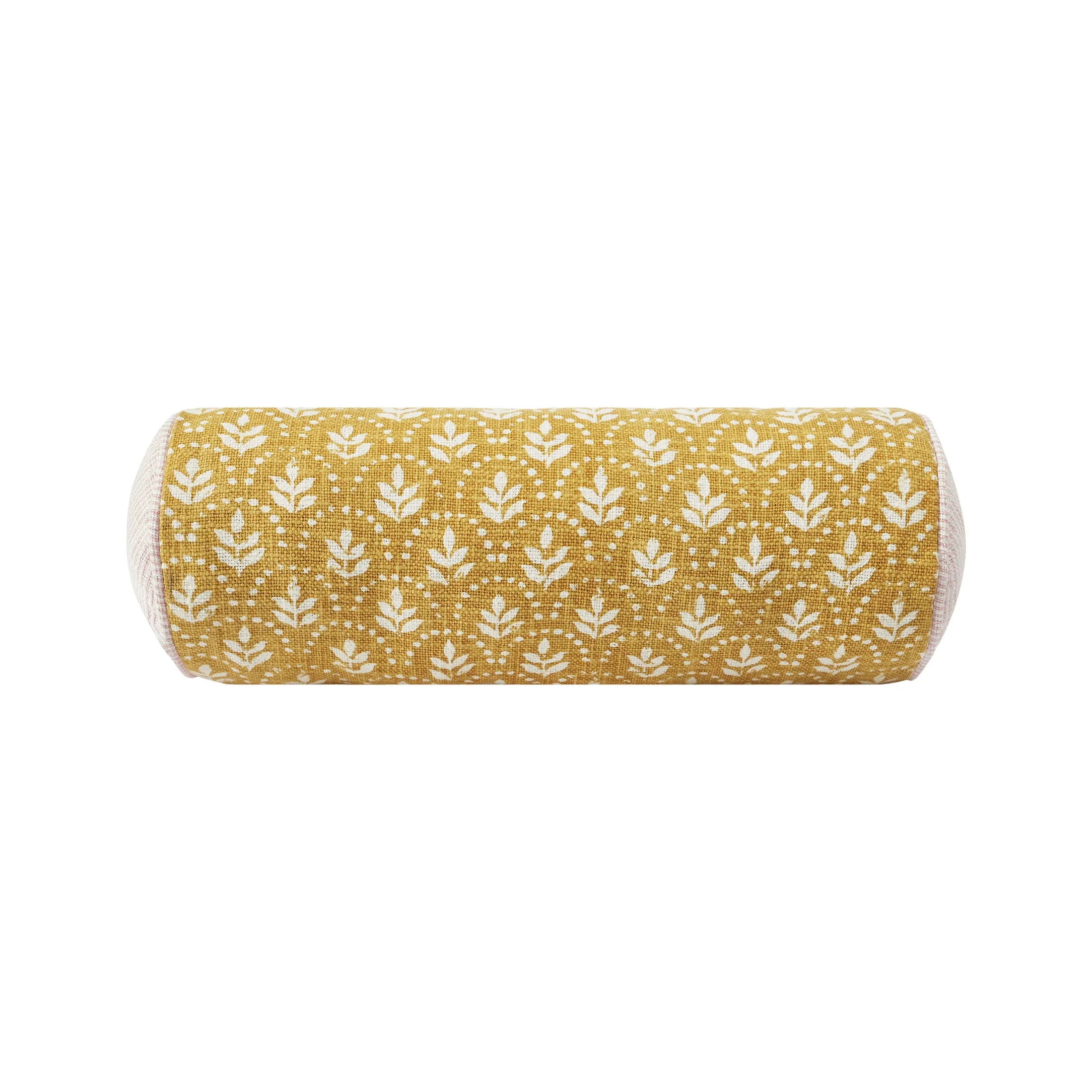 Beautiful 8" x 20" Amber Yellow Block Print Bolster Decoration Pillow by Drew Barrymore | Walmart (US)