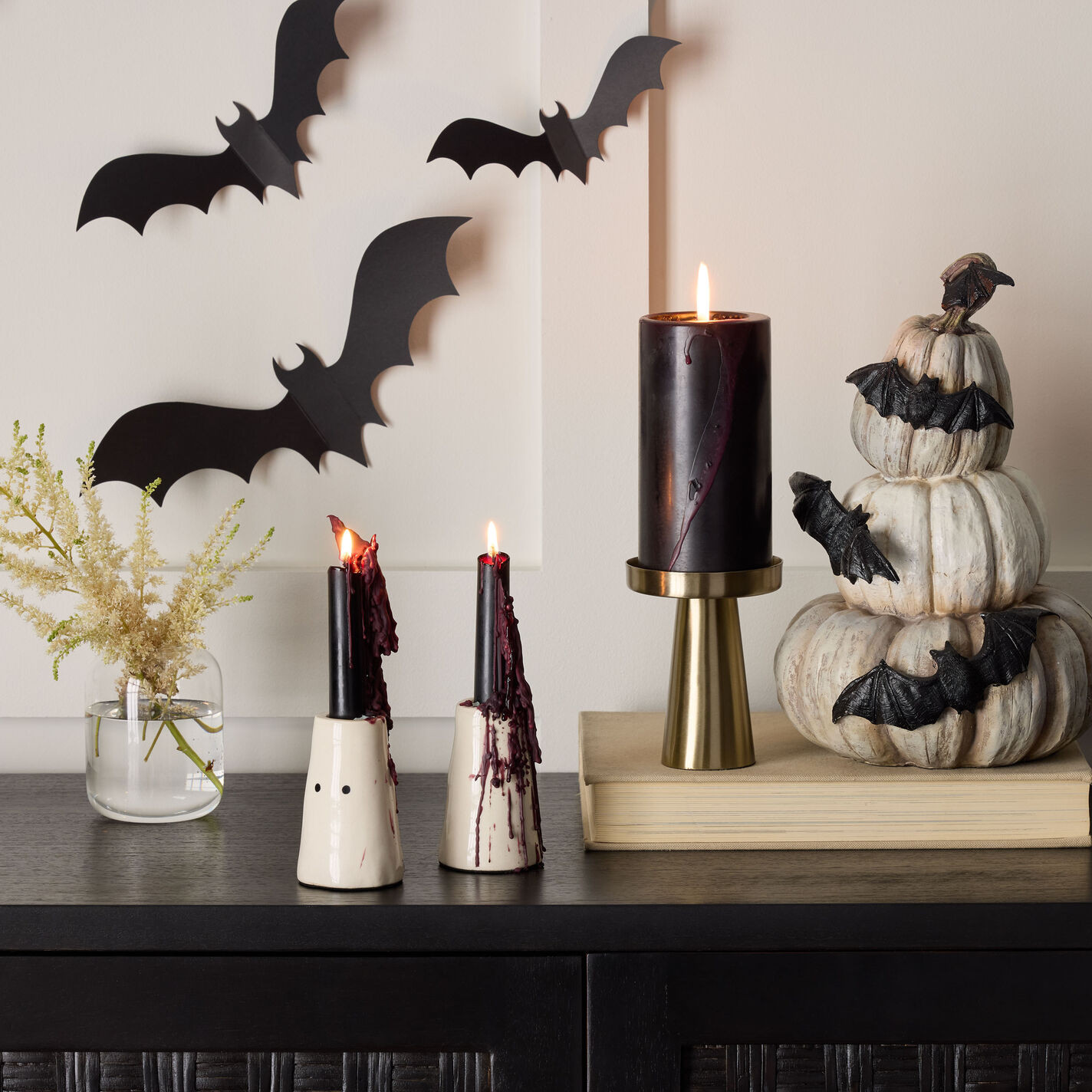 Vintage Stacked Pumpkin and Bat Decor | World Market