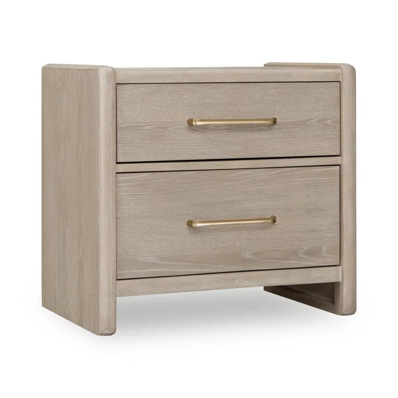 Labelle 2 Drawer Oak Wood Nightstand In Chai | Wayfair North America