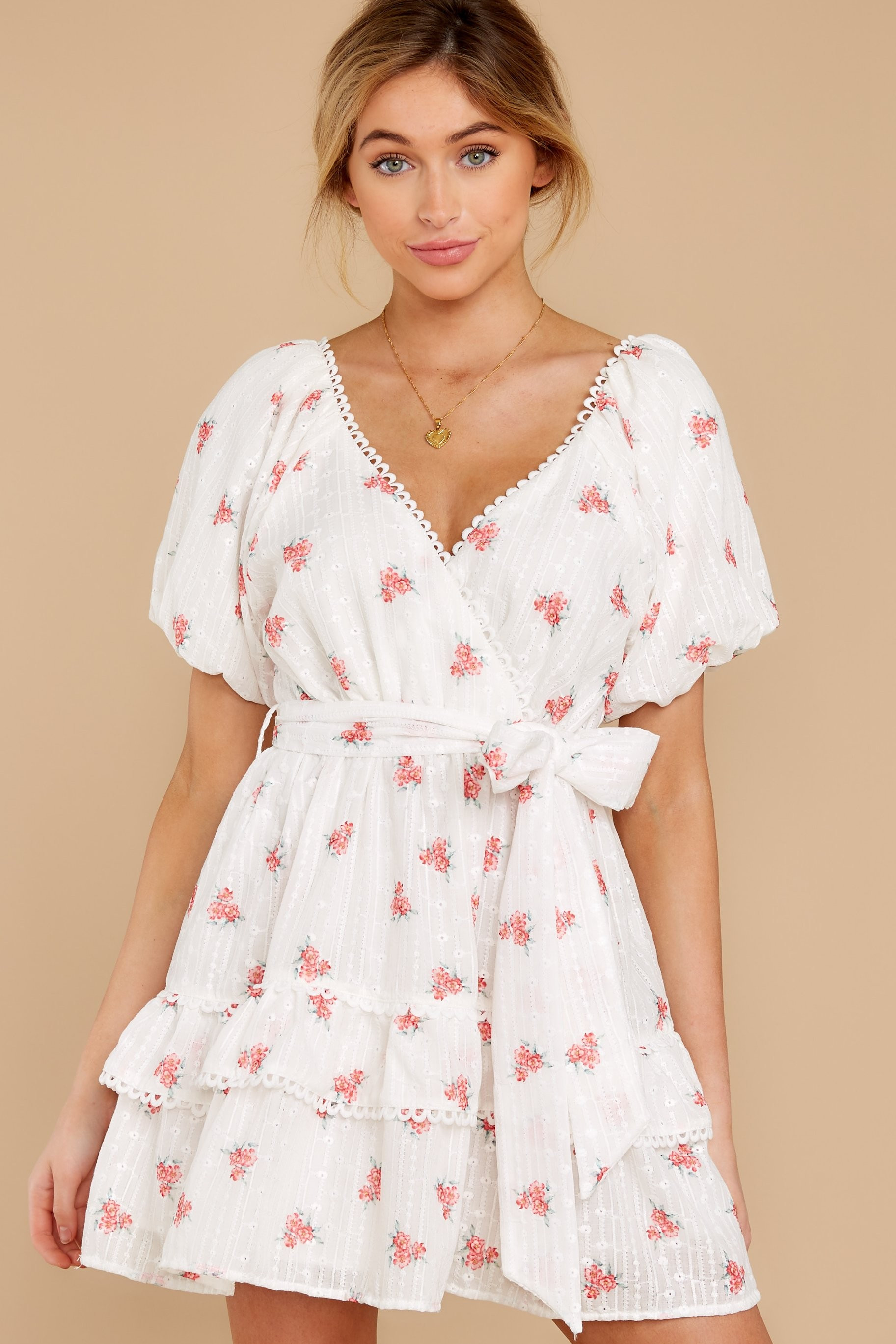 I'll Bloom Again Ivory Floral Print Dress | Red Dress 