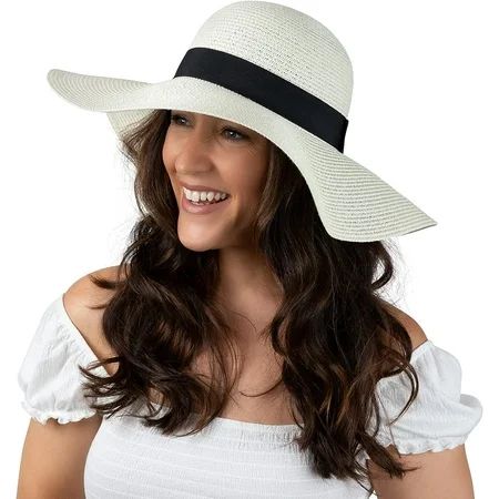 Women Floppy Sun Hat with Wide Brim—Foldable Roll-Up Straw Beach Hat UPF 50 | Walmart (US)