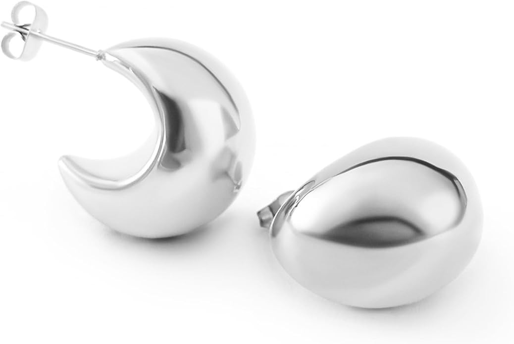 Altitude Boutique 18kt Gold Chunky Bubble Hoop Earrings For Women | Gold Plated Hollow Earrings |... | Amazon (US)