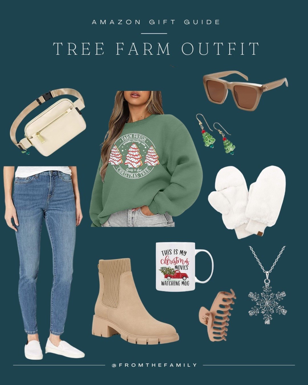 Cozy tree farm outfit inspo with all my Amazon favorites for holiday photos warm winter style and festive family outings comfy jeans the cutest Christmas sweatshirt classic neutral boots cozy mittens snowflake jewelry holiday mug gift ideas and everyday accessories all linked for easy shopping #LTKholiday #LTKwinter #LTKgiftguide 

#LTKHoliday #LTKootd #LTKGiftGuide
