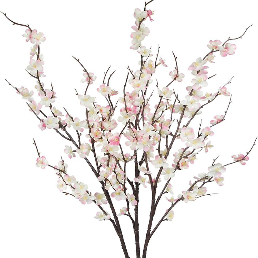 3 Pcs Cherry Blossom Branches Artificial Flowers for Spring Indoor Decoration Pink Faux Spring Fl... | Amazon (US)