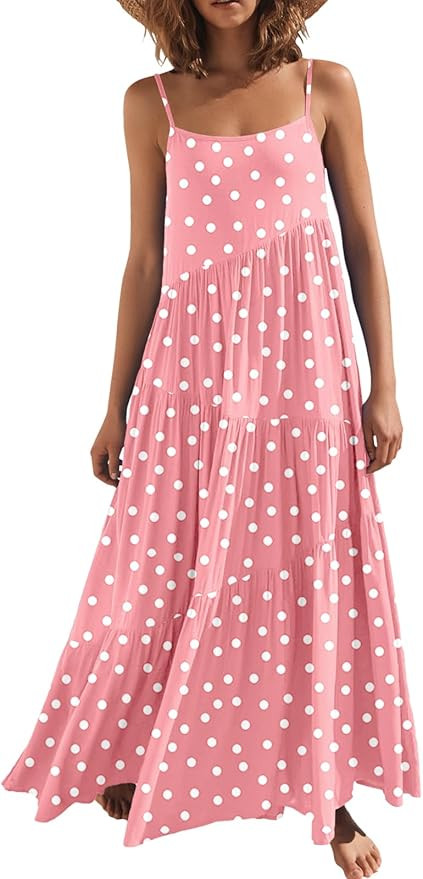 ANRABESS Women Summer Casual Loose Sleeveless Sundress Spaghetti Strap Flowy Boho Linen Beach Vac... | Amazon (US)