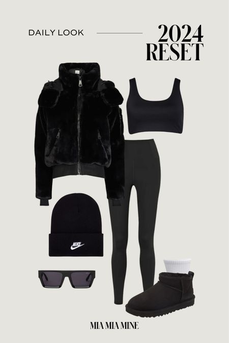 Casual winter outfit / winter travel outfit / coffee run outfit / new years reset 
Alo faux fur bomber jacket
Nike sports bra
Nike leggings
Ugg mini boots 



#LTKfitness #LTKsalealert #LTKfindsunder100