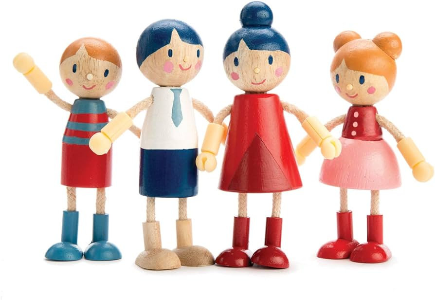 Tender Leaf Toys - Doll Family - Cute Wooden Flexible Doll Family for Kid's Dollhouse, Four Pcs o... | Amazon (US)