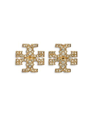Tory Burch Kira Pavé Double T Stud Earrings in Gold Tone    | Bloomingdale's Jewelry & Accessori... | Bloomingdale's (US)