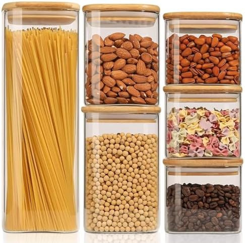 Large Capacity Plastic Food Storage Containers with Bamboo Lid - Moisture-proof Sealing Box Jars ... | Amazon (US)