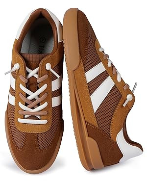 Fashion Sneakers for Women Tennis Breathable Close Toe Lace up Womens Sneakers | Amazon (US)