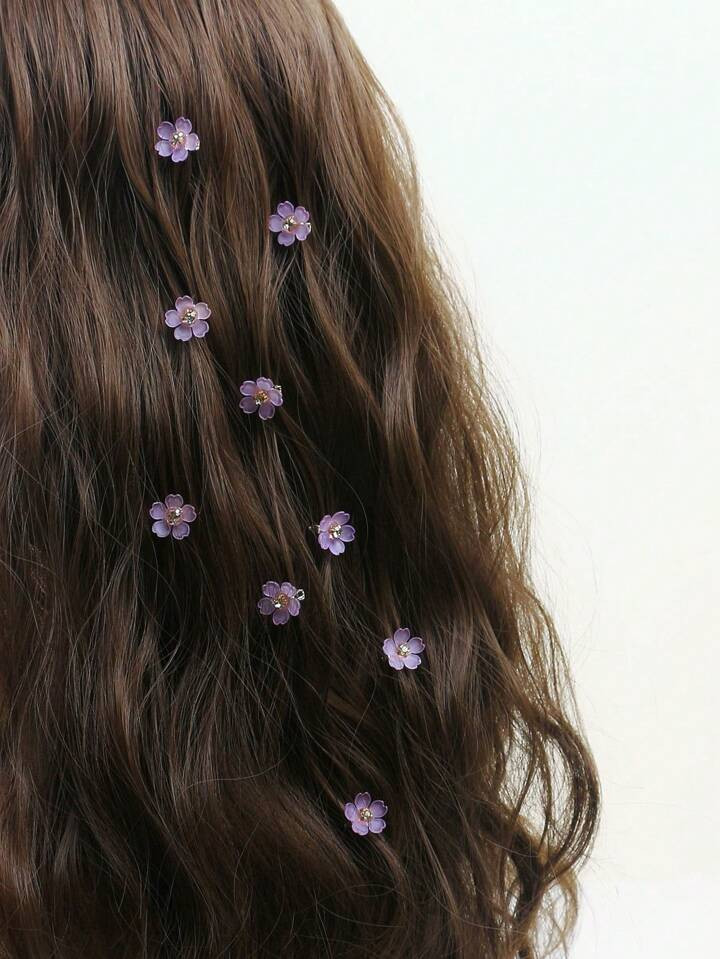 10pcs Rhinestone & Flower Decor Hair Clip,Dreadlocks Beads Hair Braid Rings Clips Dread Locks Hai... | SHEIN