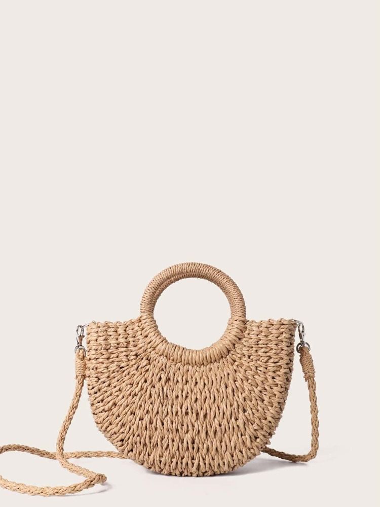 Round Handle Straw Bag | SHEIN