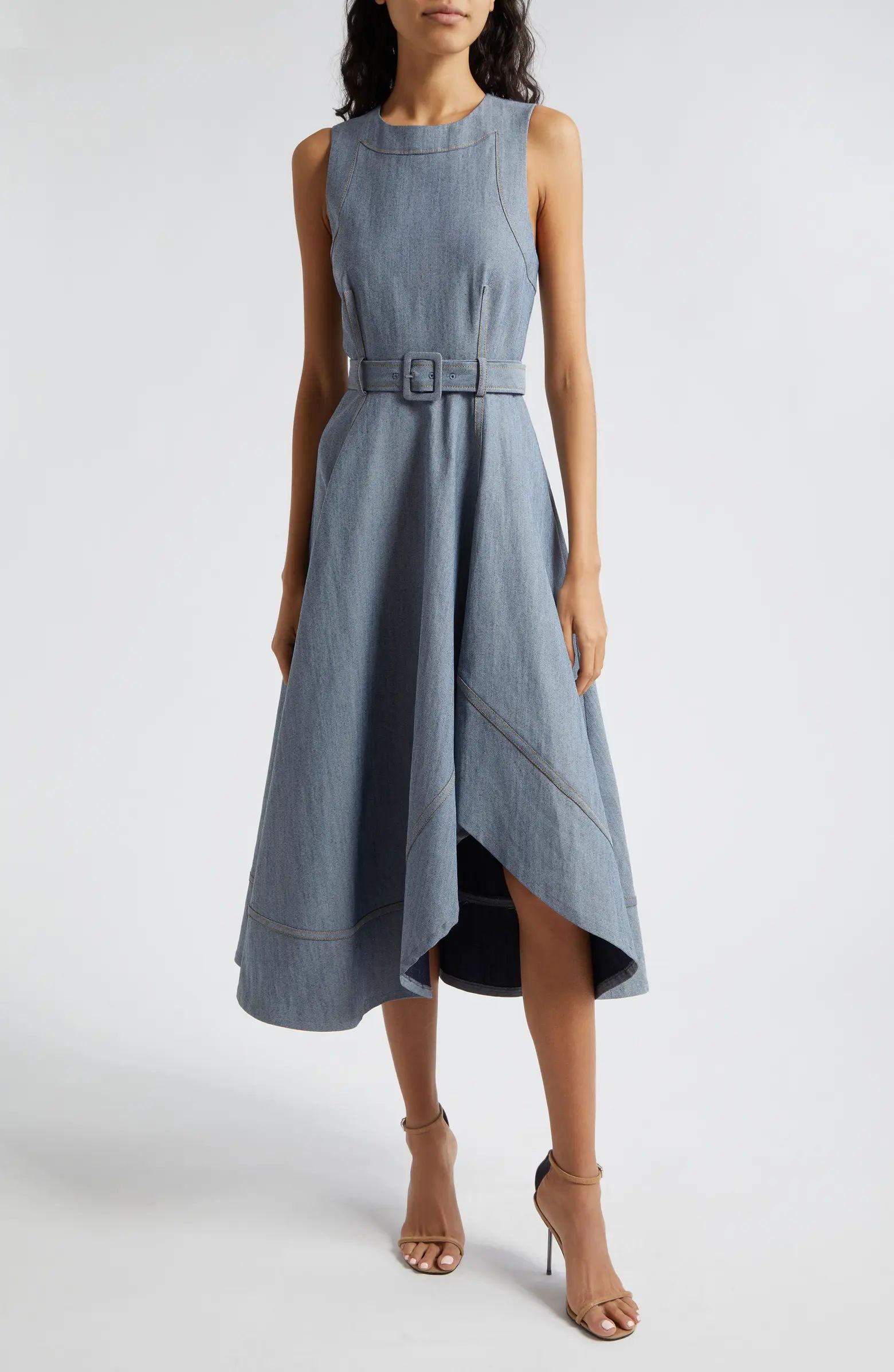 Cinq à Sept Zelda High-Low Sleeveless Denim Dress | Nordstrom | Nordstrom