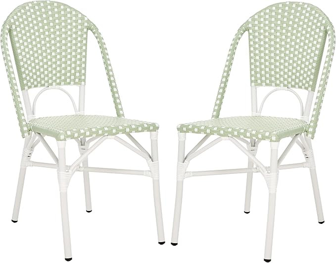 SAFAVIEH Outdoor Collection Oliver Green/White Bistro Chair Set of 2 (Fully Assembled) | Amazon (US)