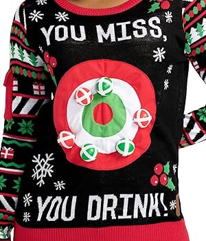 Tipsy Elves Women's Drinking Game Ugly Christmas Sweater: Medium | Amazon (US)