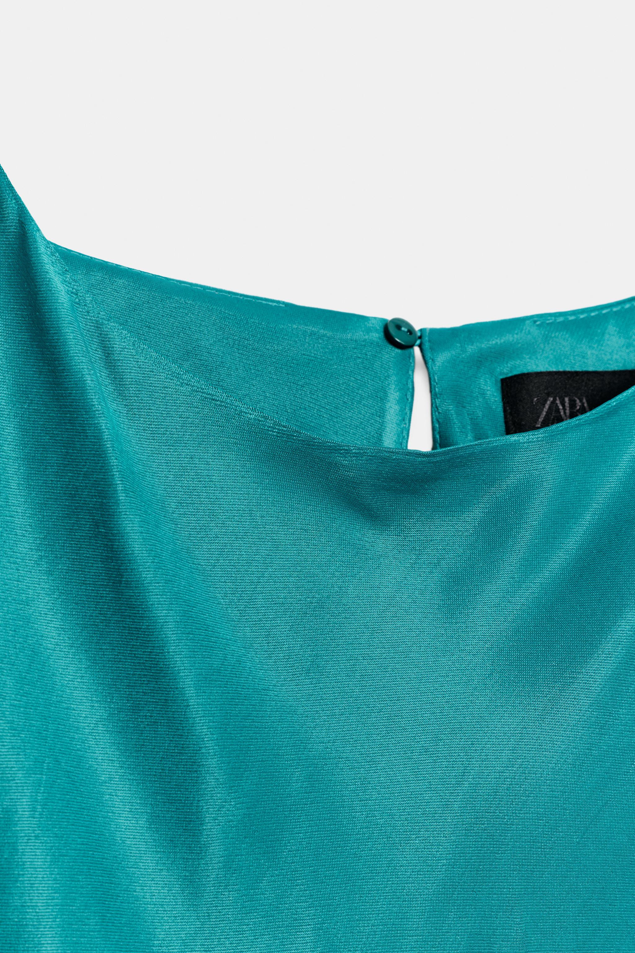 ASYMMETRIC SATIN EFFECT MIDI DRESS | Zara US