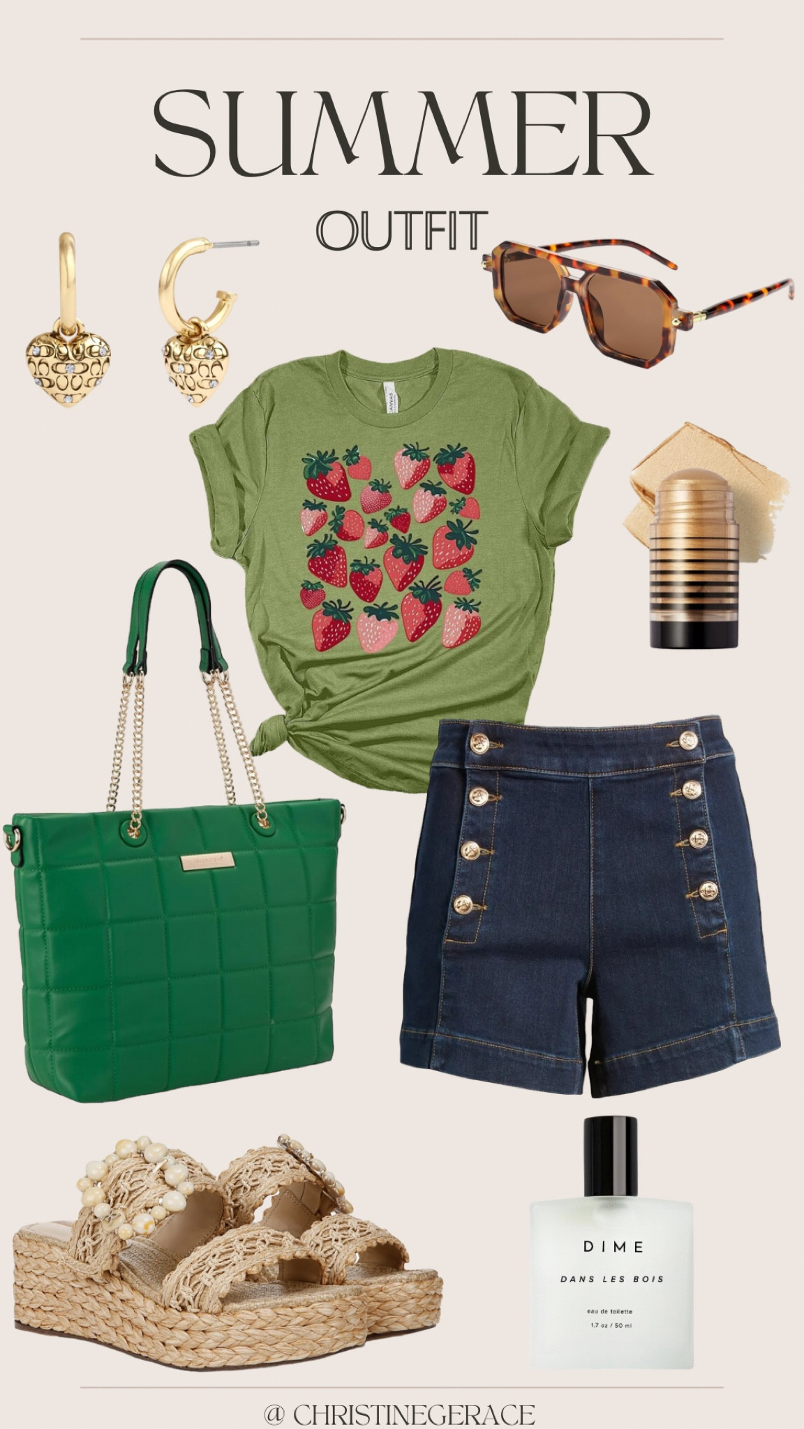 Summer outfit ideas ! Amazon T-shirt, sunglasses, tote bag, earrings, Nordstrom shorts, dibs glow stick, dime beauty perfume - my everyday favorite ! Shop all of this below 🤍🤍 

@christinegerace_ 

#LTKSummerSales #LTKFindsUnder50 #LTKStyleTip