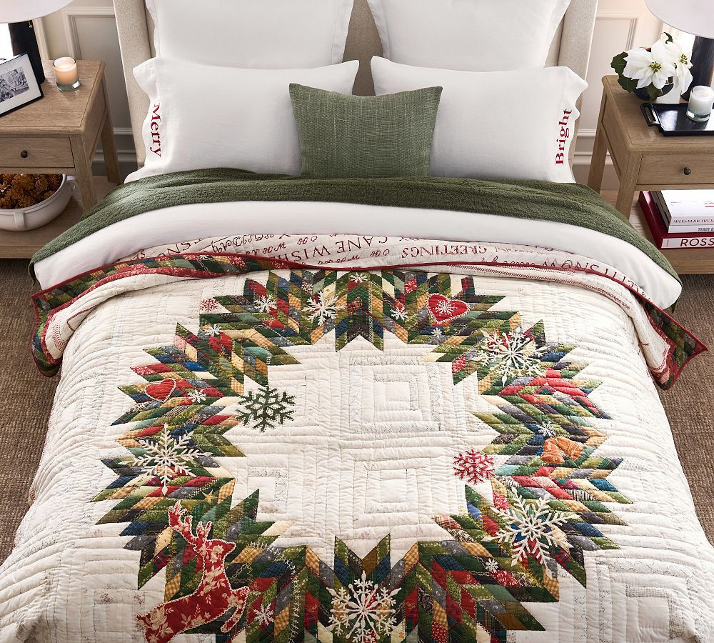 Winter Wreath Quilt, Multi, King/Cal King | Pottery Barn (US)