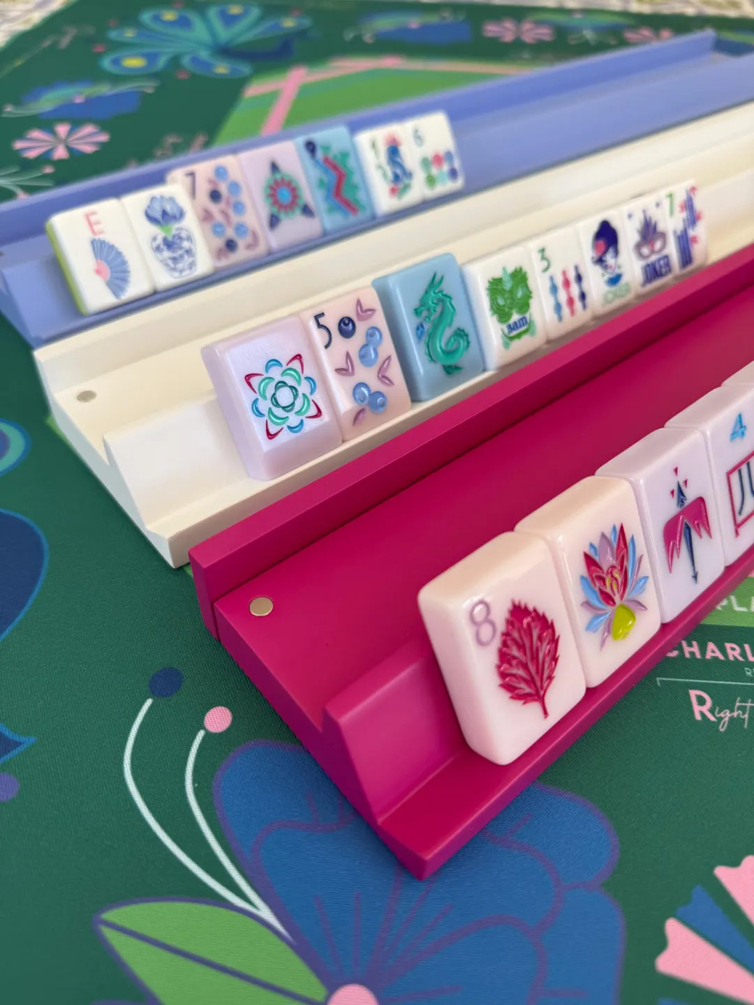 Wooden Mahjong racks & magnetic pushers; White mahjong racks Magenta mahjong wooden racks; magnet... | Etsy (US)