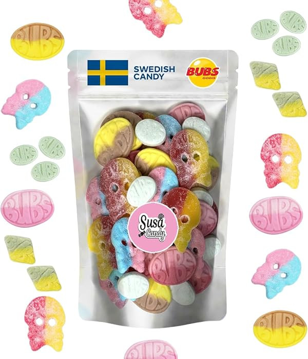 Susa Candy Bubs Swedish Candy Mix - Sweet and Sour Swedish Candy Mix Ovals, Skulls, and More - 1 ... | Amazon (US)