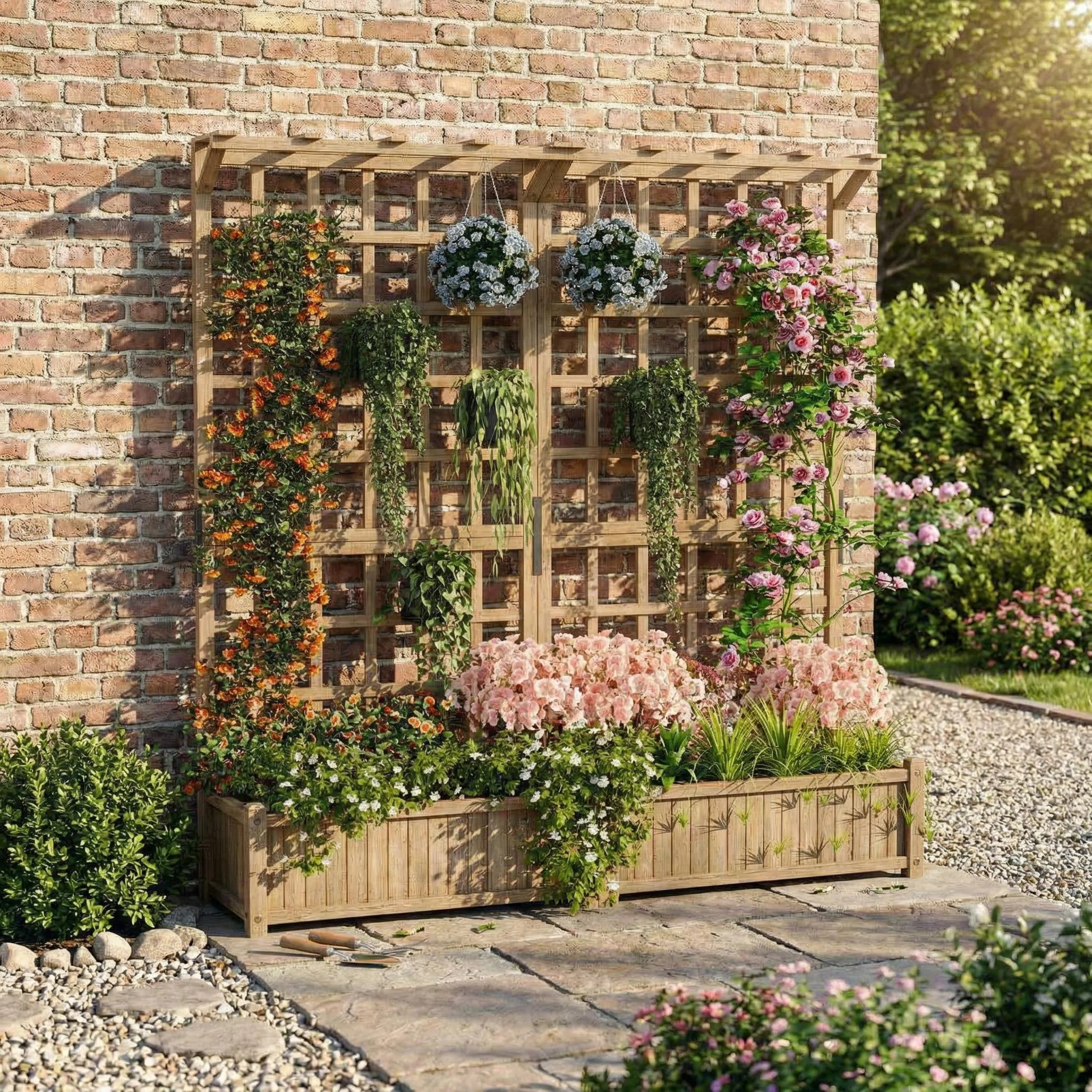 2-Tier Wooden Planter Box with Trellis & Roof – 1.4ft Deep Raised Garden Bed, 8 Drainage Holes,... | Wayfair North America