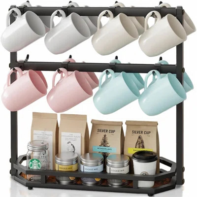 Coffee Mug Holder With Movable Hooks,16 Capacity Coffee Cup Holder For Countertop, Metal Mug Tree Holder Rack With Storage Base,Home Storage Mug Organ | Wayfair Professional