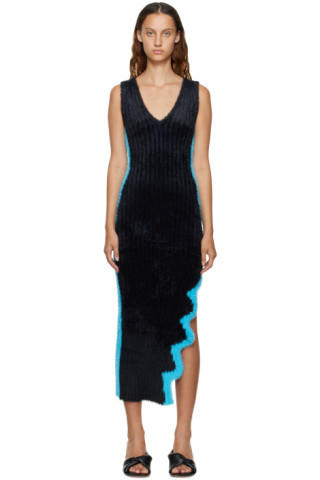 PH5 - Black Saturn Faux-Fur Maxi Dress | SSENSE