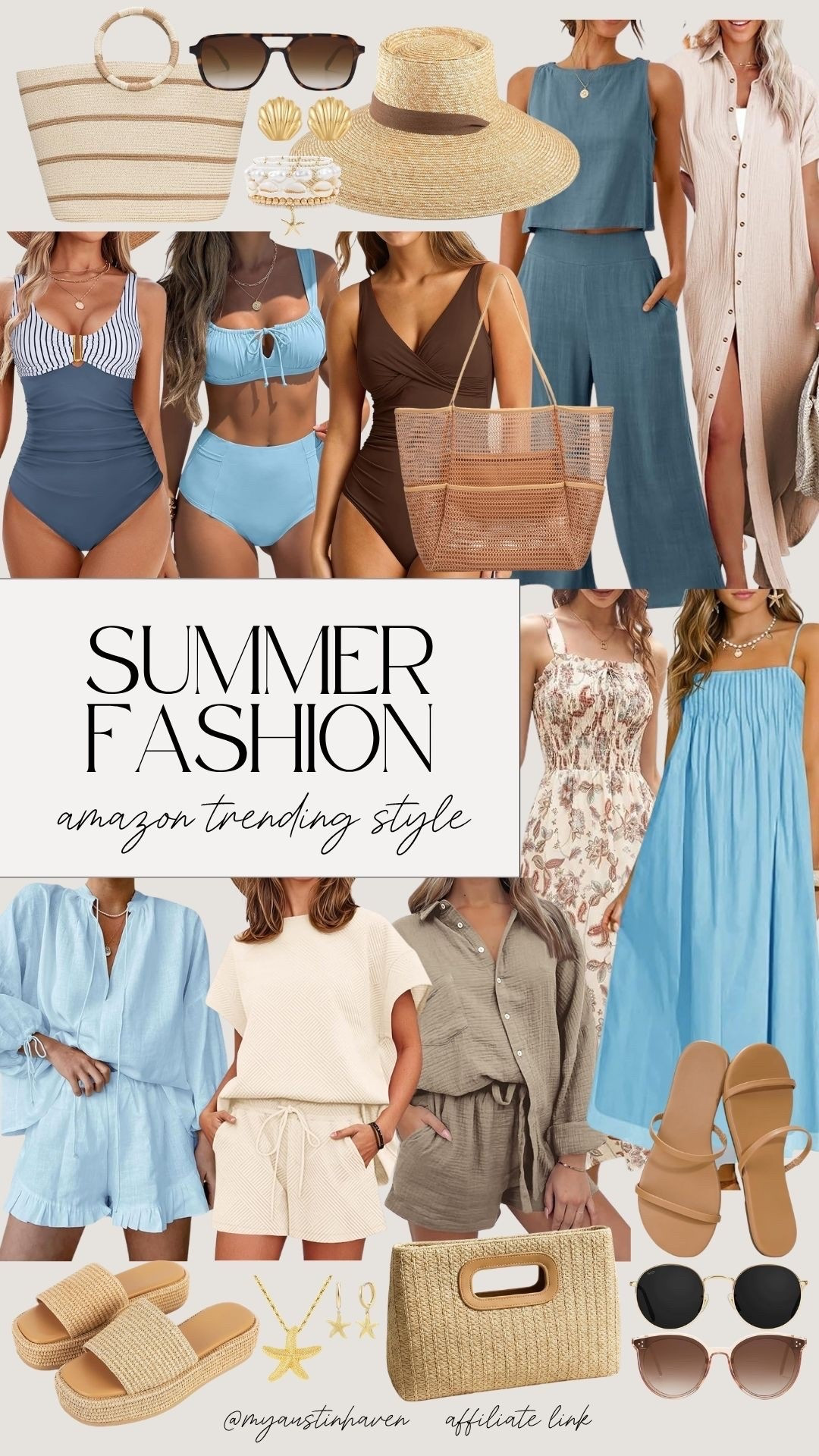 Amazon summer fashion finds for beach days, vacations and easy chic everyday style. ☀️

Amazon summer fashion, amazon fashion finds, summer outfit ideas, vacation outfits, beach day outfit, resort wear women, linen set women, matching set outfit, swimsuit for women, summer cover up, straw tote bag, summer sandals, woven handbag, sun hat women, coastal style, neutral outfit, easy summer looks, affordable amazon finds.