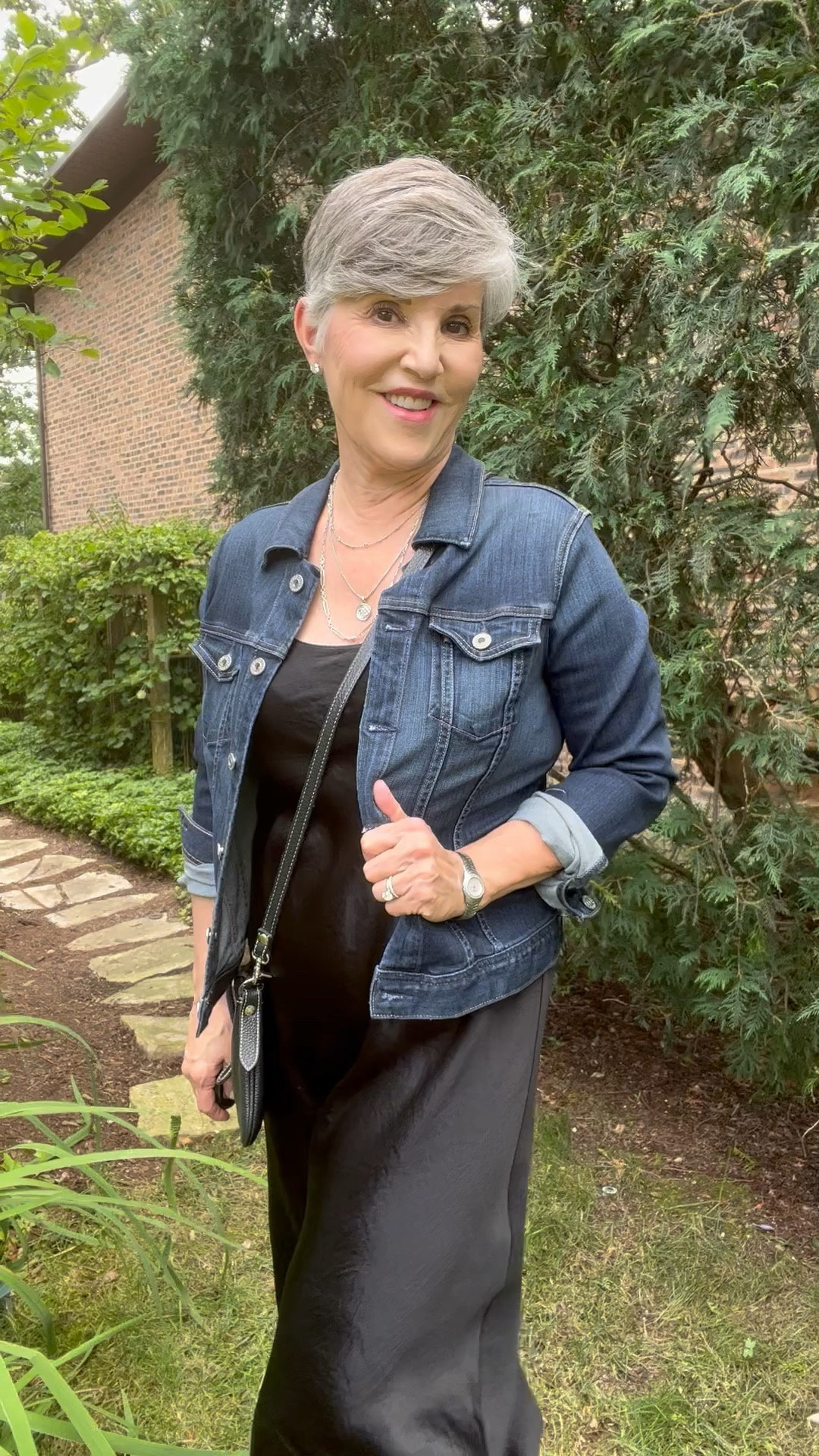 Sam Edelman silver loafers (8)/Vince slip dress (S)/ Kut from the Cloth jean jacket (S)/ Kendra Scott layered necklace /black crossbody bag

#LTKstyletip #LTKunder100 #LTKSeasonal