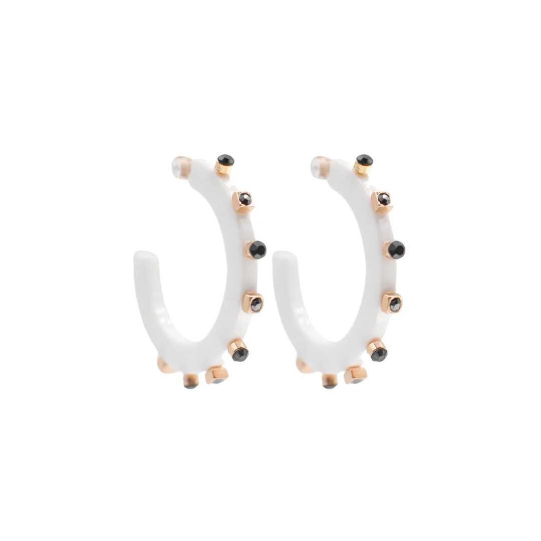 City Girl Jewel Hoop - White / Black | Smith and Co. Jewel Design