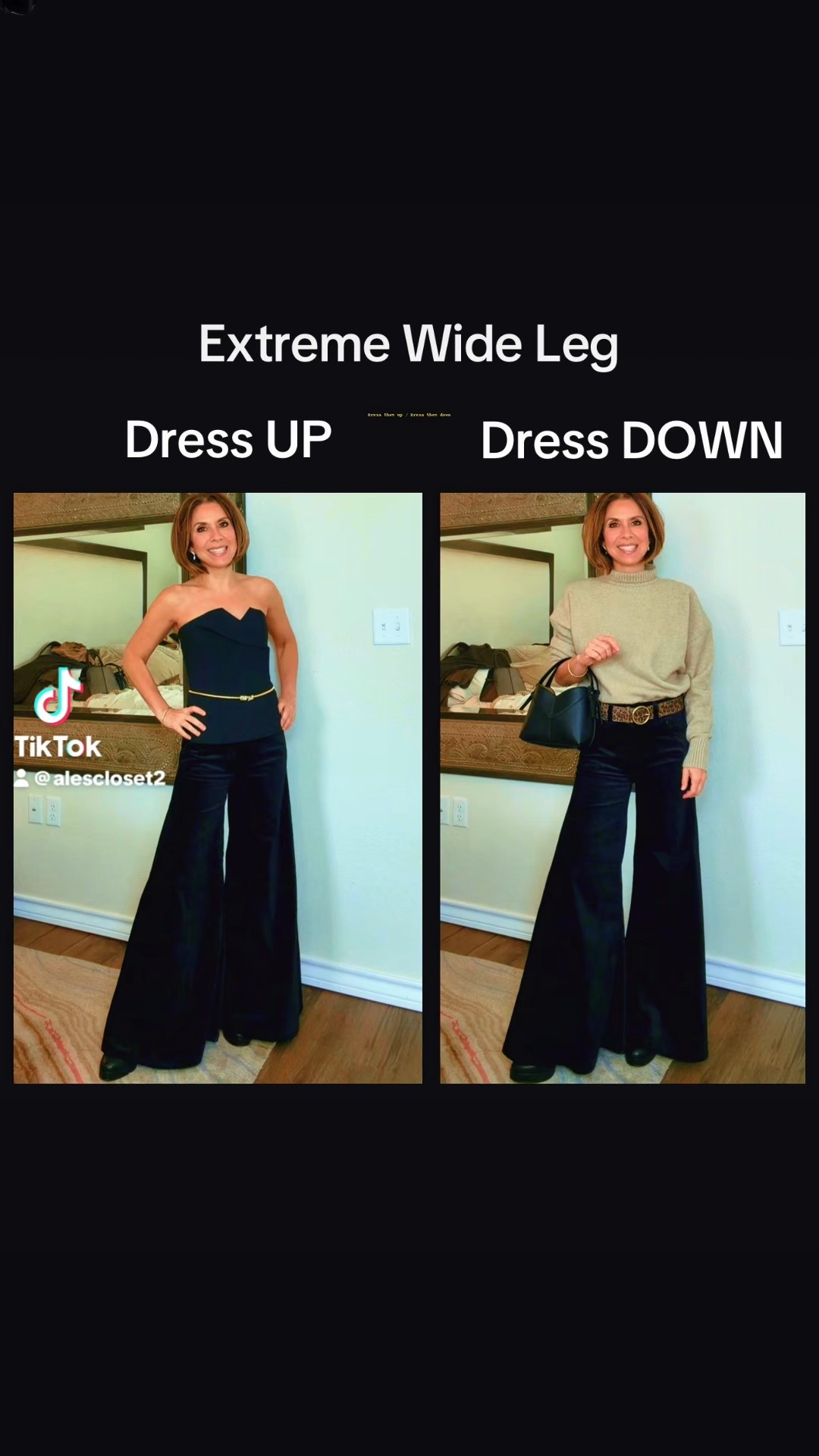 Same velvet wide-leg pants, styled two ways — glam for night and cozy for day.
These pants are such a statement piece and so flattering, no matter how you wear them.
Wearing size 25 on the pants and xs on both tops!
Linking everything for you… tops, belt, bag, and my exact pants.
Tap to shop all the pieces and see more looks in my LTK. 🤍✨

⸻



#LTKStyle #LTKFashion #LTKOutfit #FallStyle #WideLegPants #VelvetStyle #OutfitInspo

#LTKOver40 #LTKSeasonal