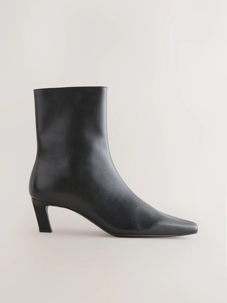 Buy Black Leather Forever Comfort® Chisel Toe Heeled Ankle Boots from Next Ireland | Next EU
