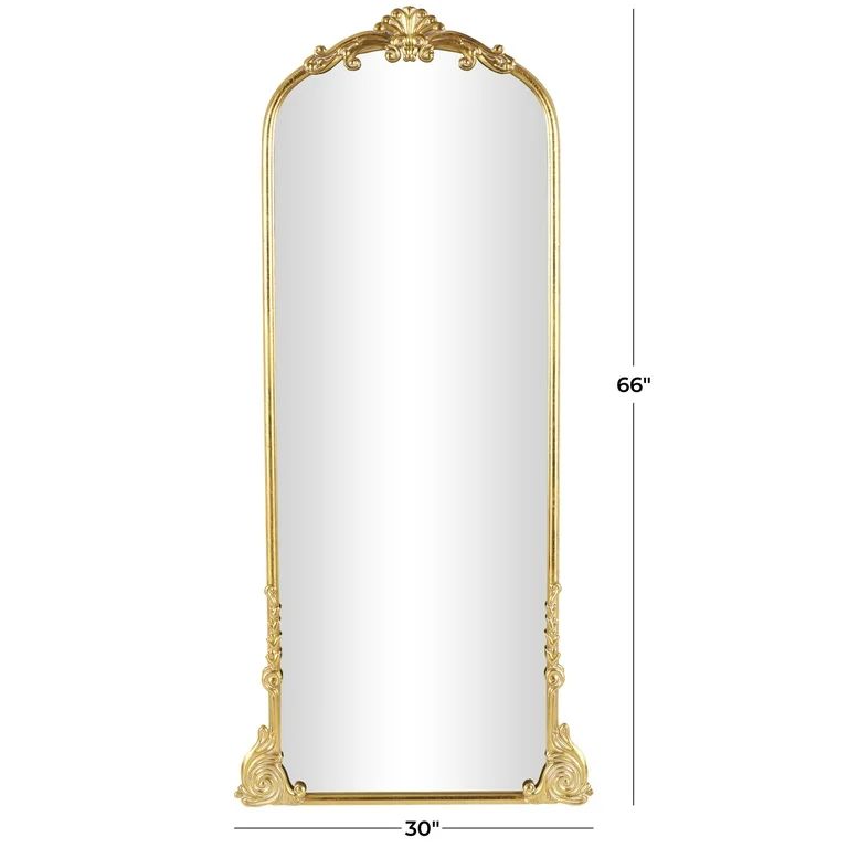 DecMode 30" x 66" Gold Metal Tall Ornate Arched Baroque Floor Mirror - Walmart.com | Walmart (US)