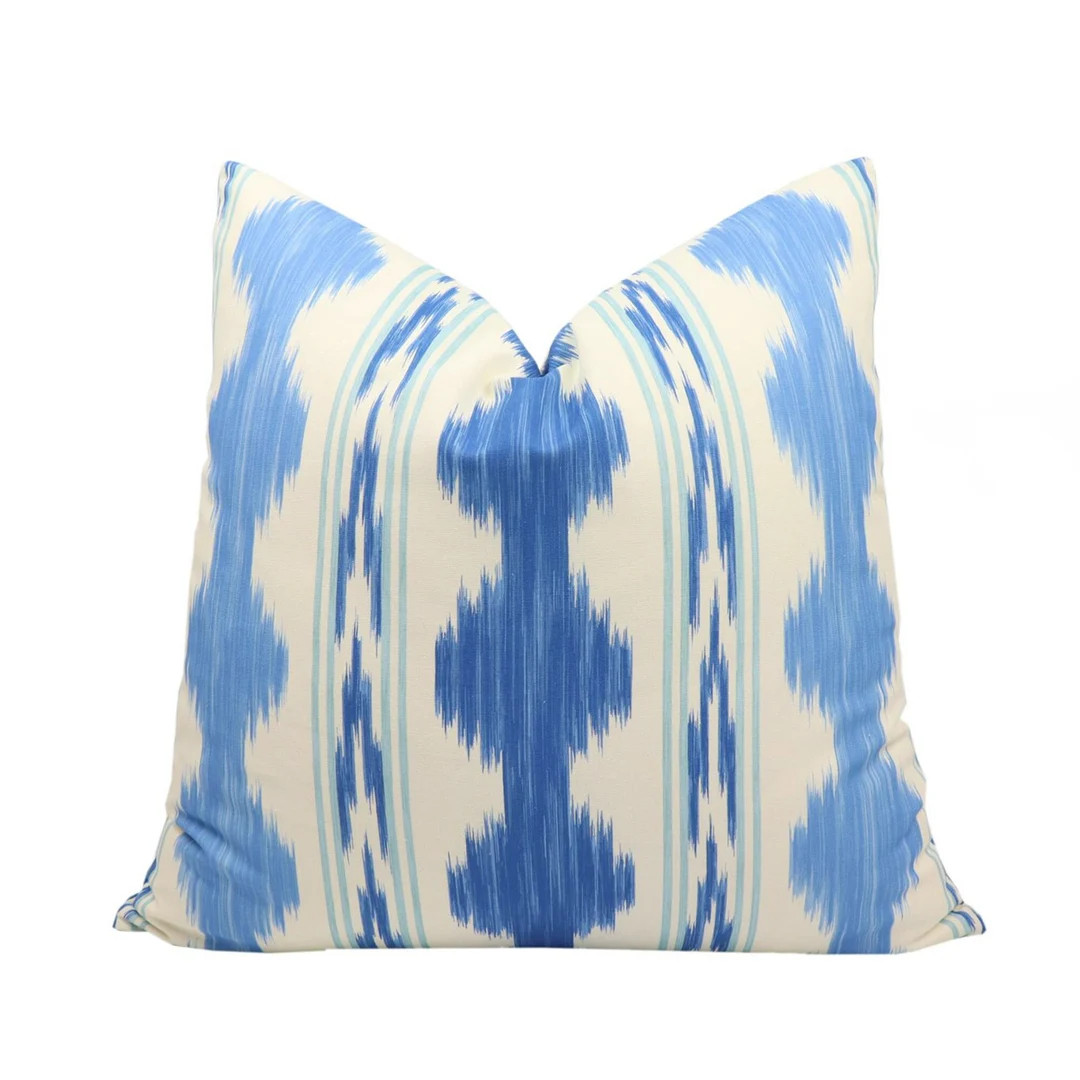 Brunschwig & Fils Avera Print pillow cover in Canton/Sky 8018120.515.0 // Designer pillow // High... | Etsy (US)