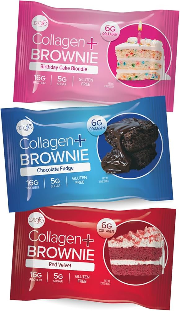 321glo Collagen Protein Brownie, Low Sugar Keto Friendly Gluten Free Treats for Women, Men, and K... | Amazon (US)