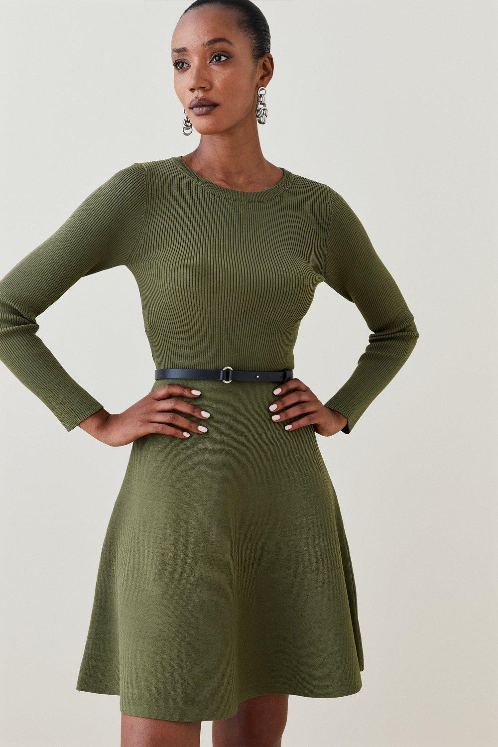 Crew Neck Knitted Skater Mini Dress | Karen Millen UK & IE