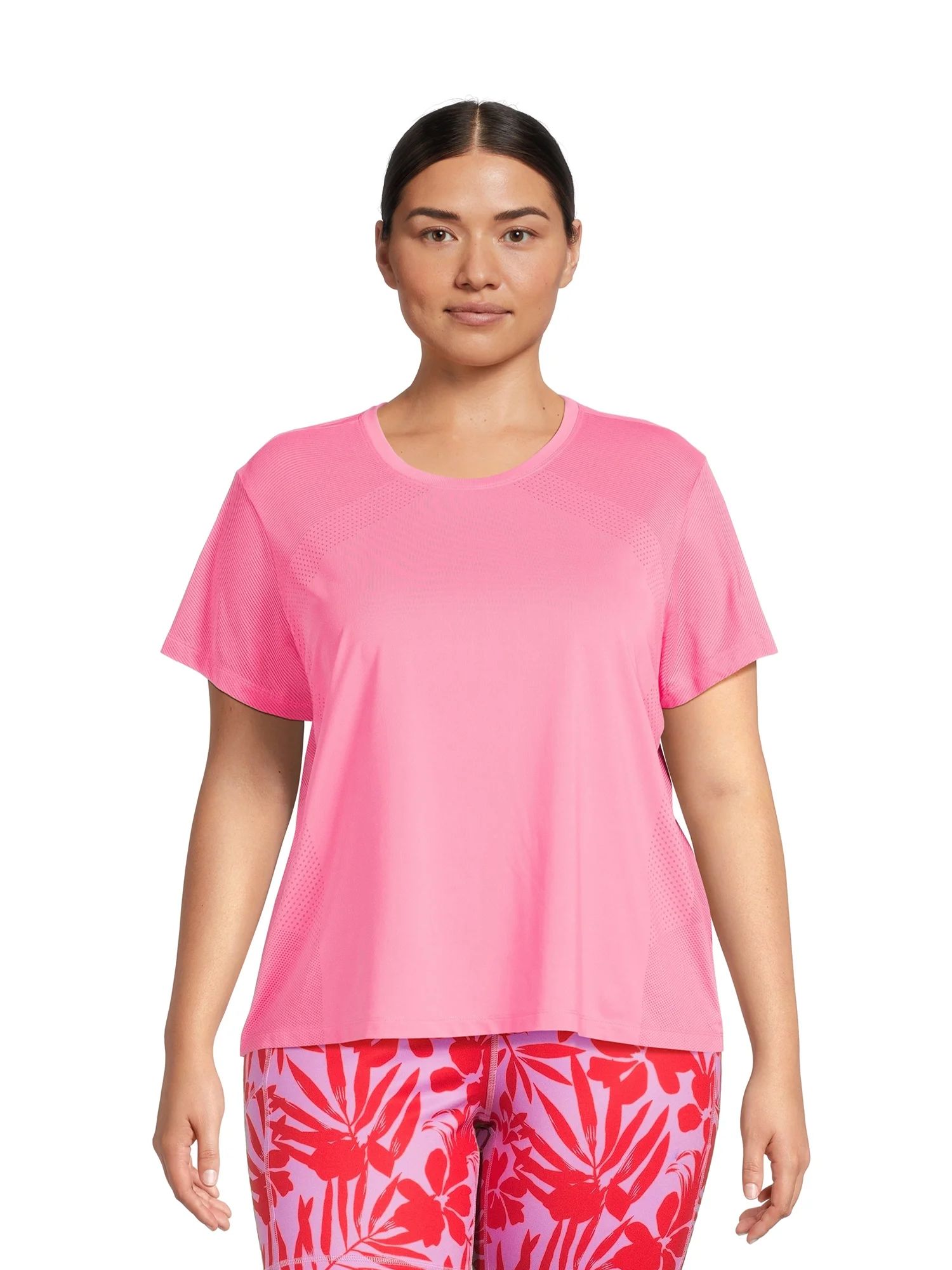 Avia Women’s and Women's Plus Perforated Performance T-Shirt with Short Sleeves, Sizes XS-4X | Walmart (US)