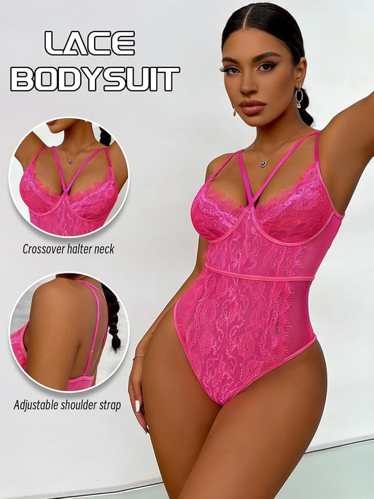 Buitifo Womens Sexy Bodysuit Lingerie One Piece Babydoll V Neck Teddy Snap Crotch | Amazon (US)